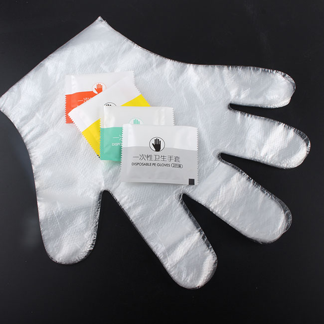 Individual Folded Food Grade PE Gloves Pack Restaurants/Cafe/Bakery/Snack Bar Customize Printing Gloves